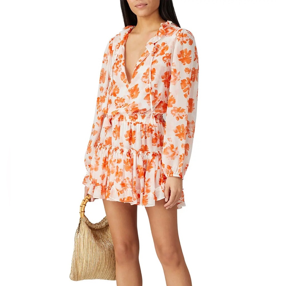 MISA L.A. Floral Orange and White Dress